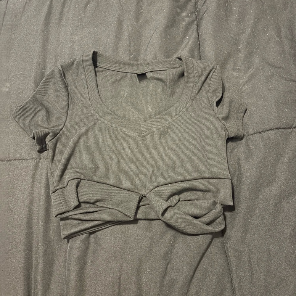 Gray Women's V-Neck Top